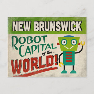 New Brunswick New Jersey Roboter - Lustige Vintage Postkarte