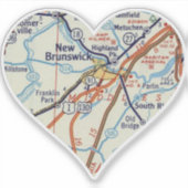New Brunswick NJ Map Aufkleber (Vorderseite)