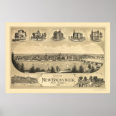 New Brunswick, NJ Panoramic Map - 1880 Poster (Vorne)