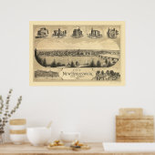 New Brunswick, NJ Panoramic Map - 1880 Poster (Küche)