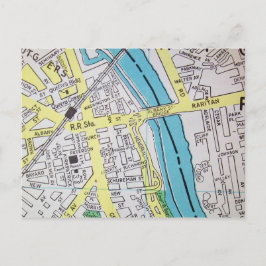 New Brunswick, NJ Vintag Map Postkarte