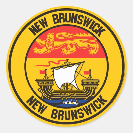 New Brunswick Round Emblem Runder Aufkleber (Vorderseite)