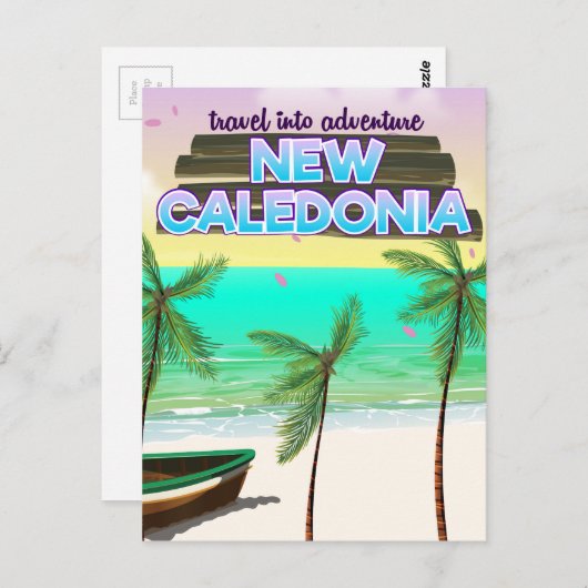 New Caledon "Reise ins Abenteuer" Reiseplakat. Postkarte (Vorne/Hinten)