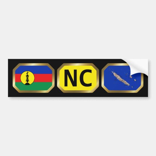 New Caledonia Flag Map Code Bumper Sticker Autoaufkleber (Vorne)