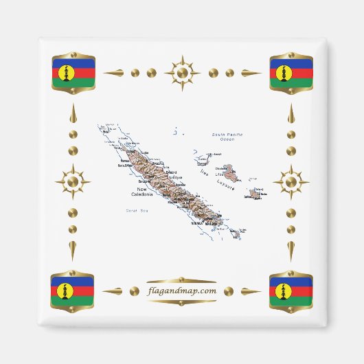 New Caledonia Map + Flags Magnet (Vorne)