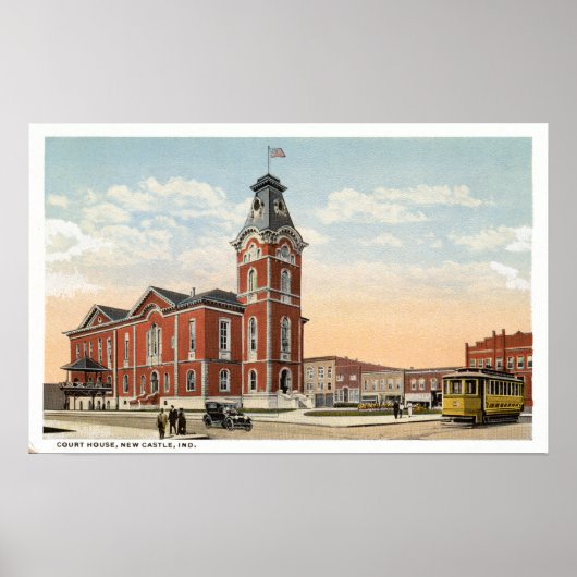 New Castle, Indiana Court House Trolley Poster (Vorne)
