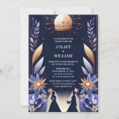 New Castle Luxury Fuchsia Crown Royal Blue Wedding Einladung (Vorderseite)