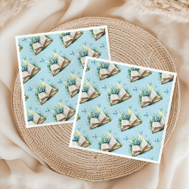 New Chapter Begin Boy Blue Brunch Book Baby Shower Serviette