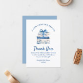 new chapter begins, blue bow books thank you mitteilungskarte (Vorderseite/Rückseite Beispiel)