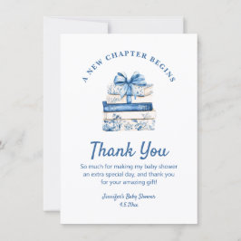 new chapter begins, blue bow books thank you mitteilungskarte