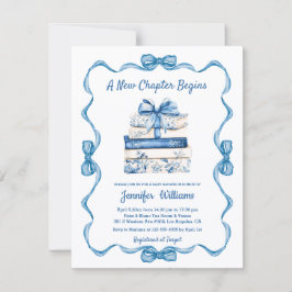  new chapter begins blue ribbon books baby shower  einladung