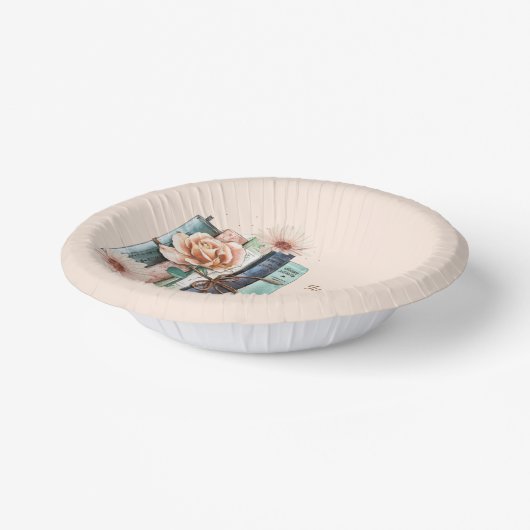 New Chapter Begins Book Stack Floral  Pappteller (Gewinkelt)