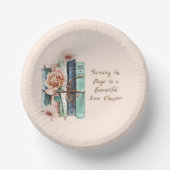 New Chapter Begins Book Stack Floral  Pappteller (Vorderseite)