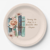 New Chapter Begins Book Stack Floral Pappteller (Vorderseite)