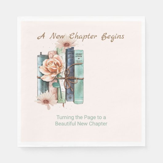 New Chapter Begins Book Stack Floral  Serviette (Vorderseite)