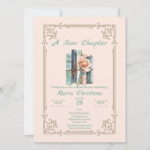 New Chapter Begins Bridal Shower Book Stack Floral Einladung (Vorderseite)