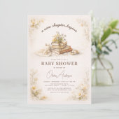 New Chapter Begins Floral Baby Shower Einladung (Stehend Vorderseite)