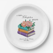 New Chapter Begins Floral Bridal Shower Pappteller (Vorderseite)