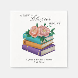 New Chapter Begins Floral Bridal Shower Serviette