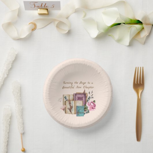 New Chapter Begins Floral New Beginnings Pappteller (Hochzeit)
