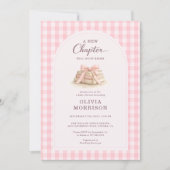 New Chapter Begins Pink Bow Photo Baby Shower Einladung (Vorderseite)