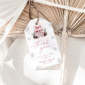 New Chapter Begins Pink Bow Winter Baby Shower Geschenkanhänger