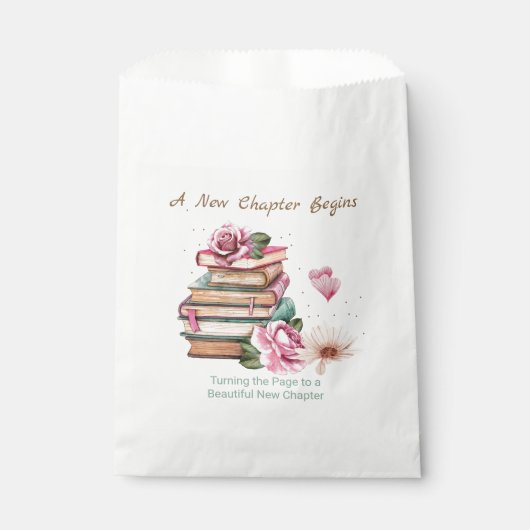 New Chapter Begins Romantic Book Theme Floral Geschenktütchen (Vorderseite)