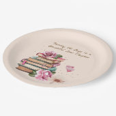 New Chapter Begins Romantic Book Theme Floral Pappteller (Schrägansicht)