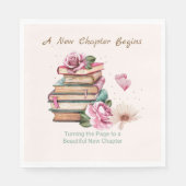 New Chapter Begins Romantic Book Theme Floral Serviette (Vorderseite)