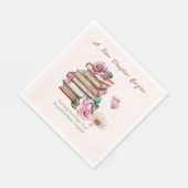 New Chapter Begins Romantic Book Theme Floral Serviette (Ecke)