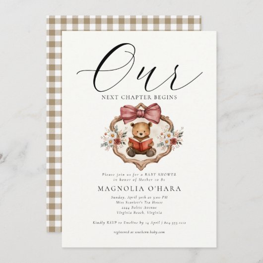 New Chapter Begins Storybook Floral Baby Shower Einladung (Vorne/Hinten)