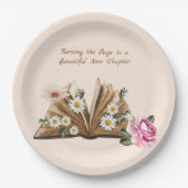 New Chapter Begins Turning the Page Floral  Pappteller (Vorderseite)