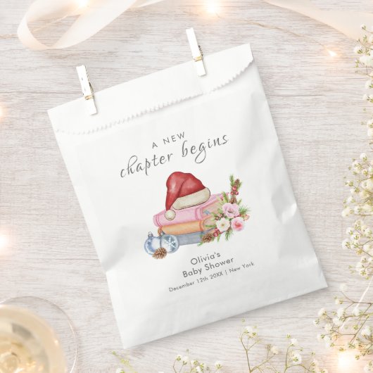 New Chapter Begins Winter Floral Baby Shower  Geschenktütchen (Ausgeschnitten)