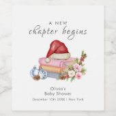 New Chapter Begins Winter Floral Baby Shower Weinetikett (Einzelnes Label)