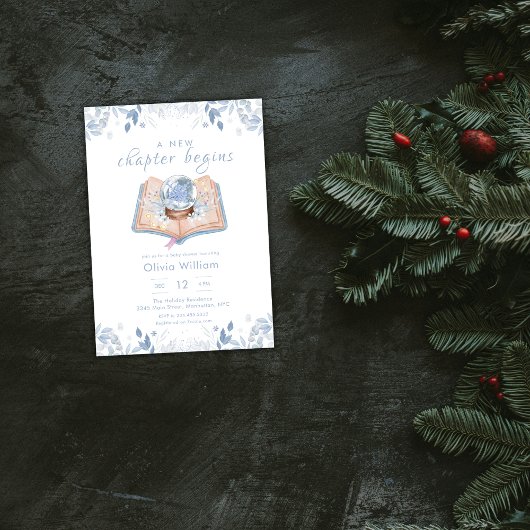 New Chapter Begins Winter Snowball Baby Shower Einladung