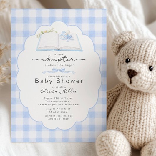 New Chapter Blue Book Baby Shower Invite Einladung