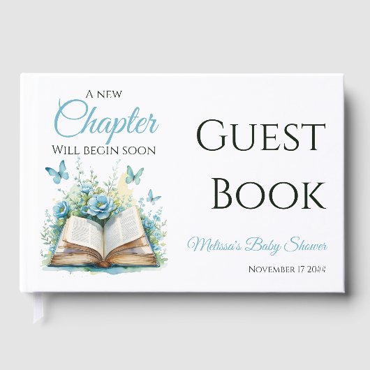 New Chapter Blue Boy Brunch StoryBook Baby Shower Gästebuch (Vorderseite)