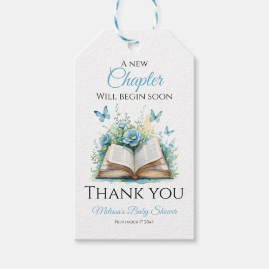 New Chapter Blue Boy Brunch StoryBook Baby Shower Geschenkanhänger (Vorderseite)