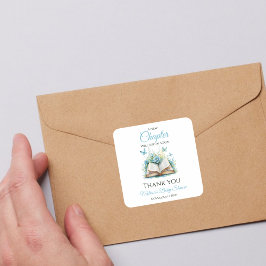 New Chapter Blue Boy Brunch StoryBook Baby Shower Quadratischer Aufkleber