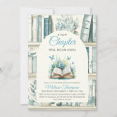New Chapter Blue Boy Library Book Baby Shower Einladung (Vorderseite)