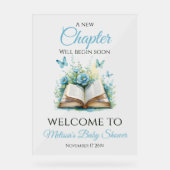 New Chapter Blue Brunch Book Baby Shower Welcome Acrylschild (Vorderseite)