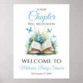 New Chapter Blue Brunch Book Baby Shower Welcome Poster (Vorne)