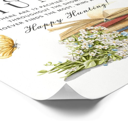 New Chapter Book Baby Shower Game Pacifier Hunt Poster (Ecke)