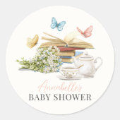 New Chapter Book Butterfly Baby Shower Runder Aufkleber (Vorderseite)