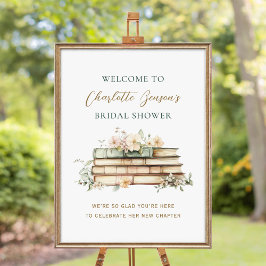 New Chapter Book Wedding Bridal Shower Welcome Poster