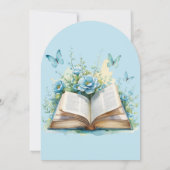 New Chapter Boy Blue Brunch Book Baby Shower Einladung (Rückseite)