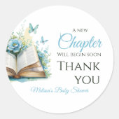 New Chapter Boy Blue Brunch StoryBook Baby Shower Runder Aufkleber (Vorderseite)