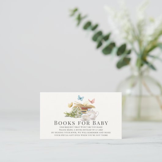 New Chapter Butterfly Baby Shower Book Request Begleitkarte (Stehend Vorderseite)
