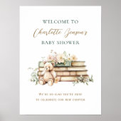 New Chapter Floral Book Baby Shower Welcome Poster (Vorne)