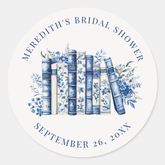 New Chapter Floral Book Bridal Shower Runder Aufkleber (Vorderseite)